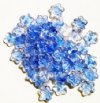 50 4x10mm Transparent Crystal & Light Sapphire Cupped Flower Beads